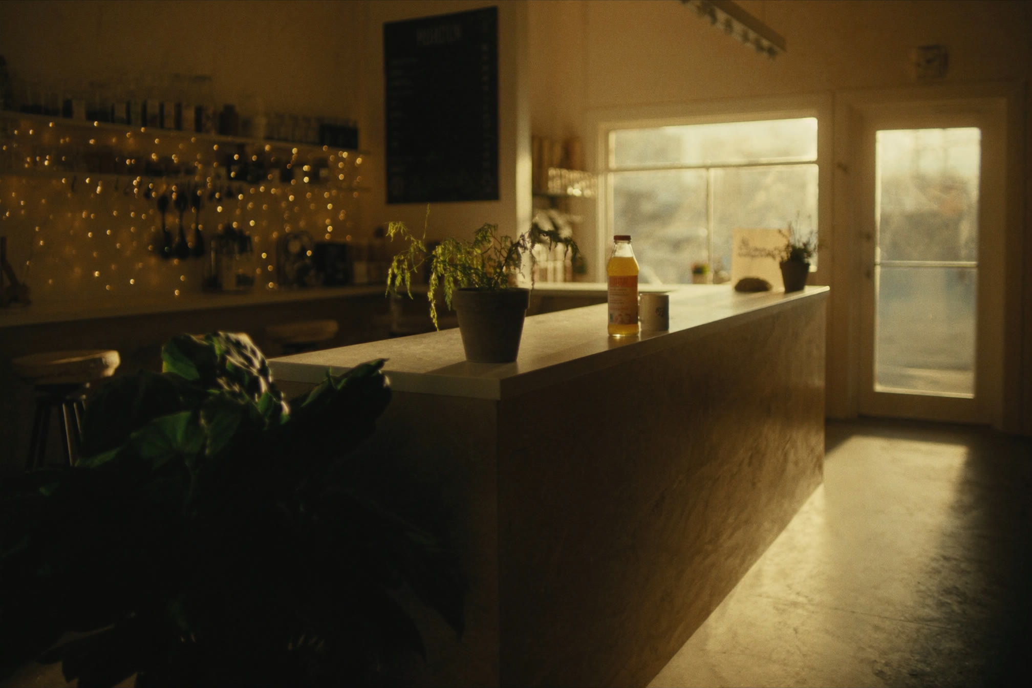 Warm morning light inside a small local shop